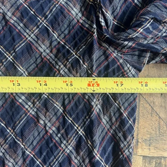 Veronica Beard Sz 4 Ashlynn Plaid Button Up Blouse Navy Blue Pearl Snap Academia - Picture 8 of 11